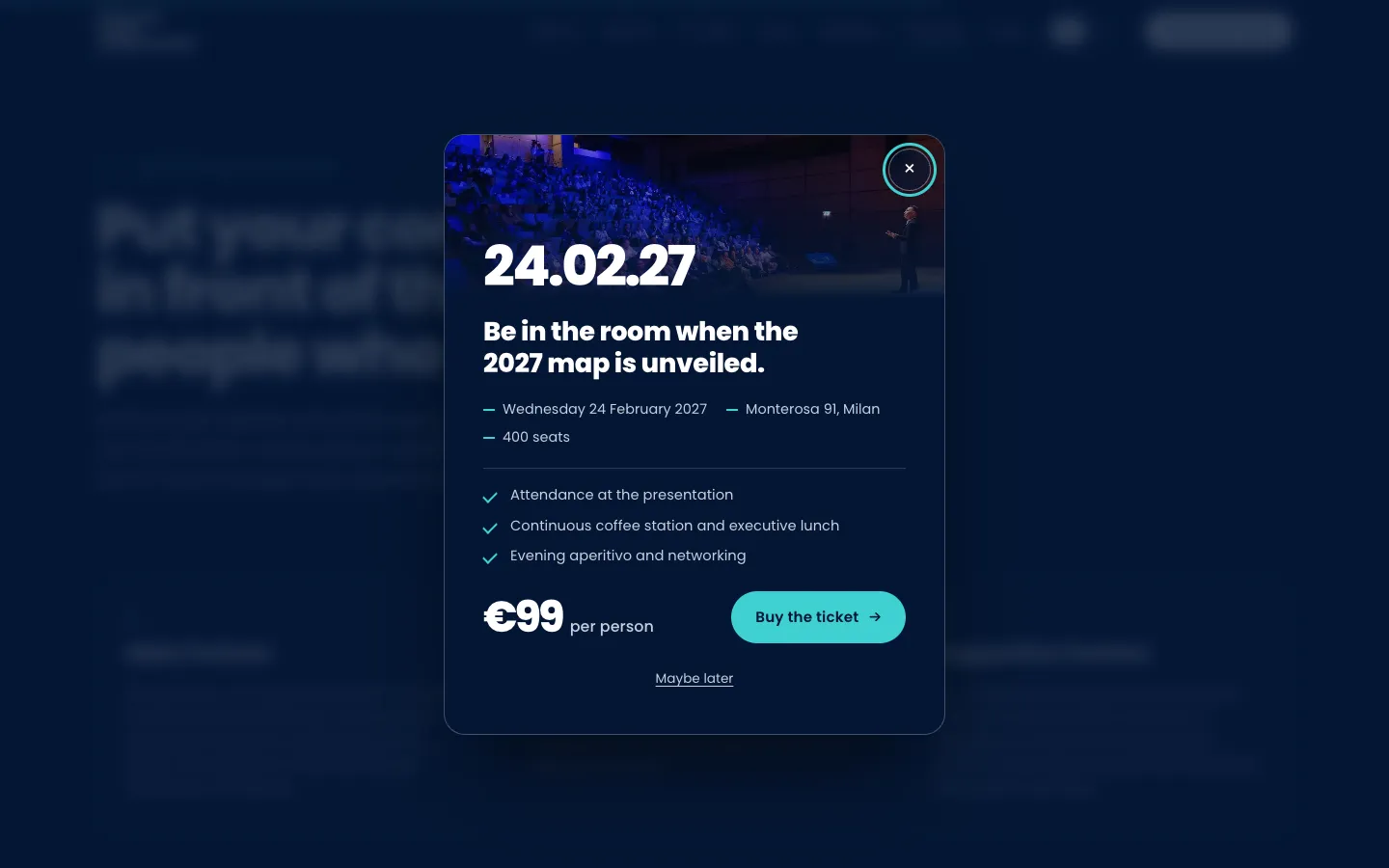 Italian Tech Landscape: the ticket invite, after 30 seconds