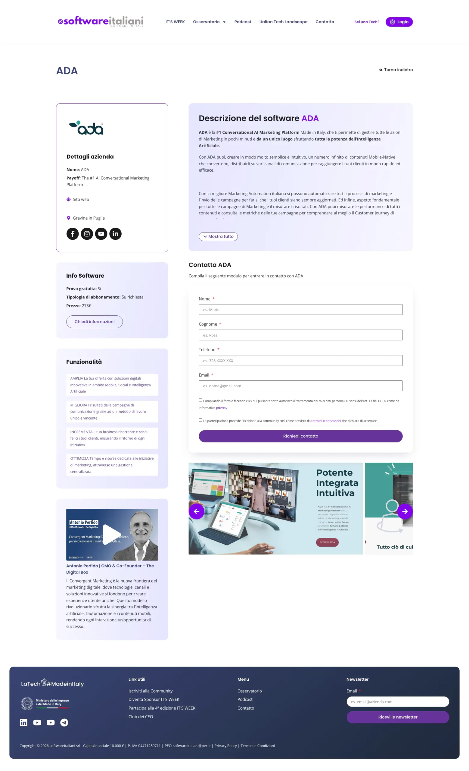 Full page screenshot of the software directory