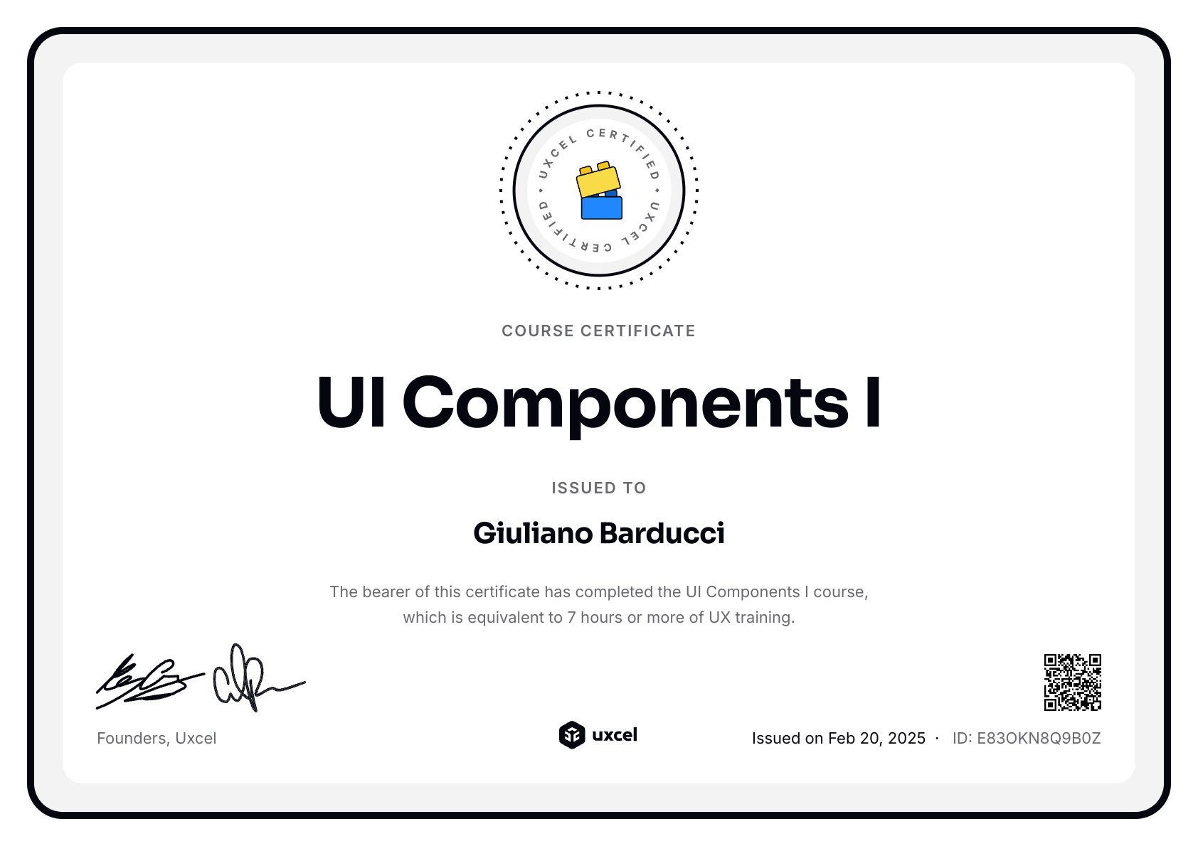 Uxcel certificate: UI Components I