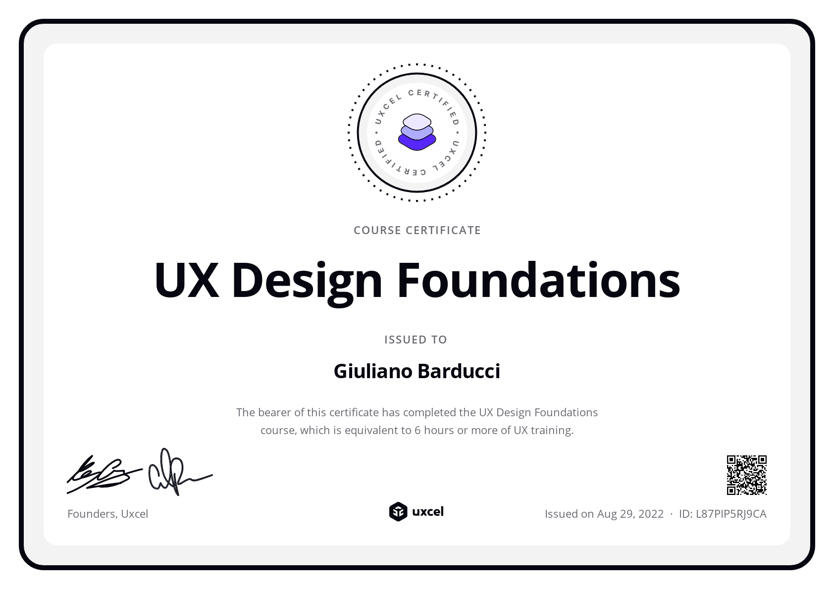 Uxcel certificate: UX Design Foundations